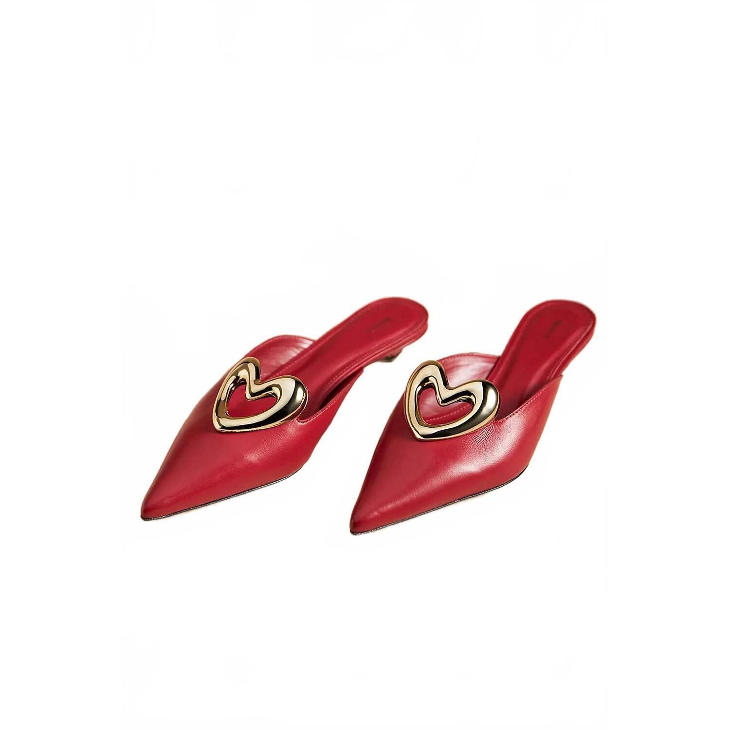 New Maeve Women's Heart Mule Heels In Red
